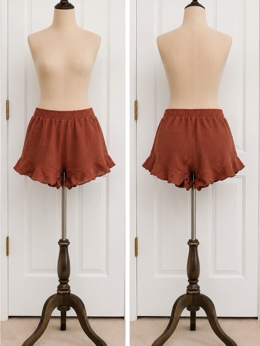 NWT Your Favorite by PacSun Brown Textured Gauze Ruffle Shorts XS